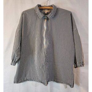 Michael Kors Women's Blouse 1/2 Zipper Pullover Stripes Black and White Size XL